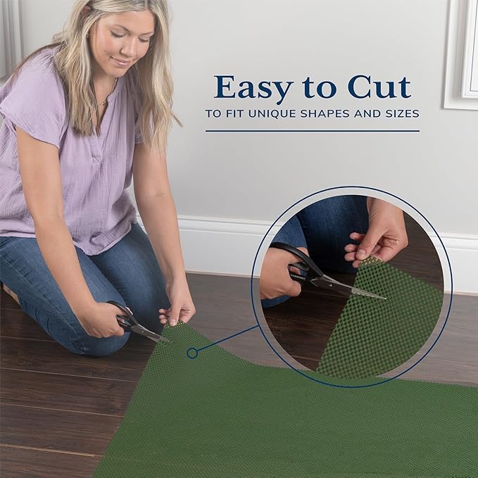Veken 4x6 Ft Rug Pad Gripper for Hardwood Floors, Non Slip Dark Green Rug Pads for Area Bedroom Rugs, Thick Rug Grippers for Tile Floors, Under Carpet Anti Skid Mat, Keep Your Rugs Safe and in Place