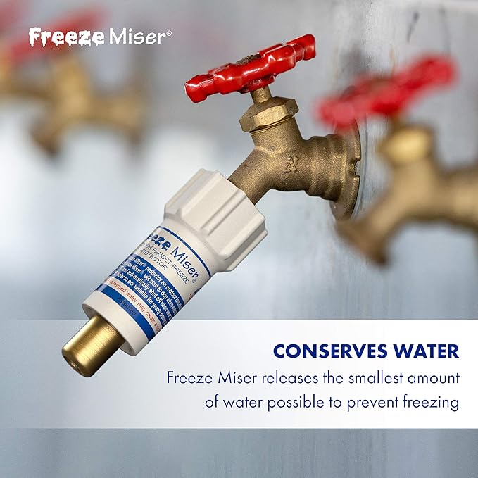 Freeze Miser Outdoor Faucet & Spigot Freeze Protection – Patented Valve Shield, Activates at Water Temperature Below 37°F/3°C – Durable Winter Cover Alternative – Quick Install, Saves Water – 8 Pack