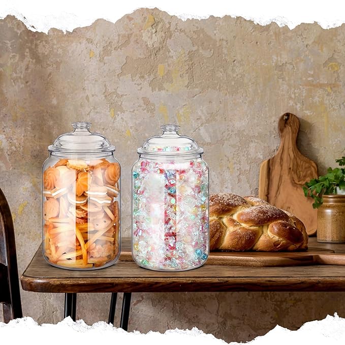 Nuogo 2 Pcs 1.5 Gallon 192 oz Candy & Cookie Jar Plastic Jars with Lids Decorative Apothecary and Candy Buffet Container Clear Airtight Food Storage Canister (Classic Style)