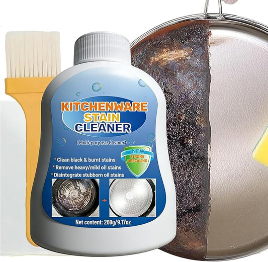 Kitchenware Stain Cleaner, Strong Descaling, Multi-purpose Oil Stain Remover, Pot Pan Bottom Cleaning Paste,Powerful Kitchenware Cleaner, Cooktop Pot Cleaner Effortless for Burned Cookware (260g) (1)