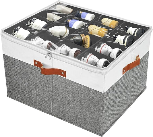 Shoe Storage Organizer for Closet,Stackable Shoe Storage Box for Entryway,Cube Storage Cabinet,Organizador De Zapato,Folding House Container with Clear Cover,Portable Holder Shoe Rack(Grey)