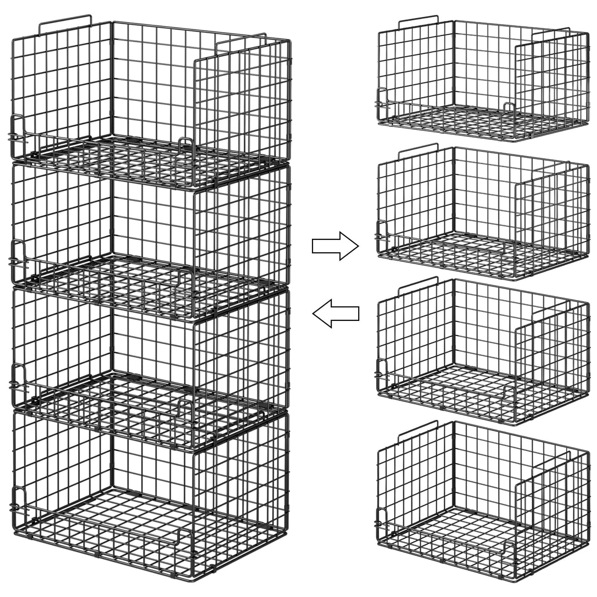 4-Tier Stackable Closet Organizers and Storage Basket - Image 1