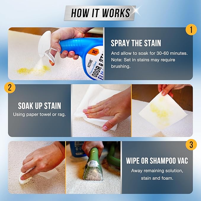 ACTIVE Pet Stain & Odor Eliminator and Dishwasher Cleaner - Includes 32oz Pet Stain & Urine Remover and 24ct Dishwasher Cleaning Tablets