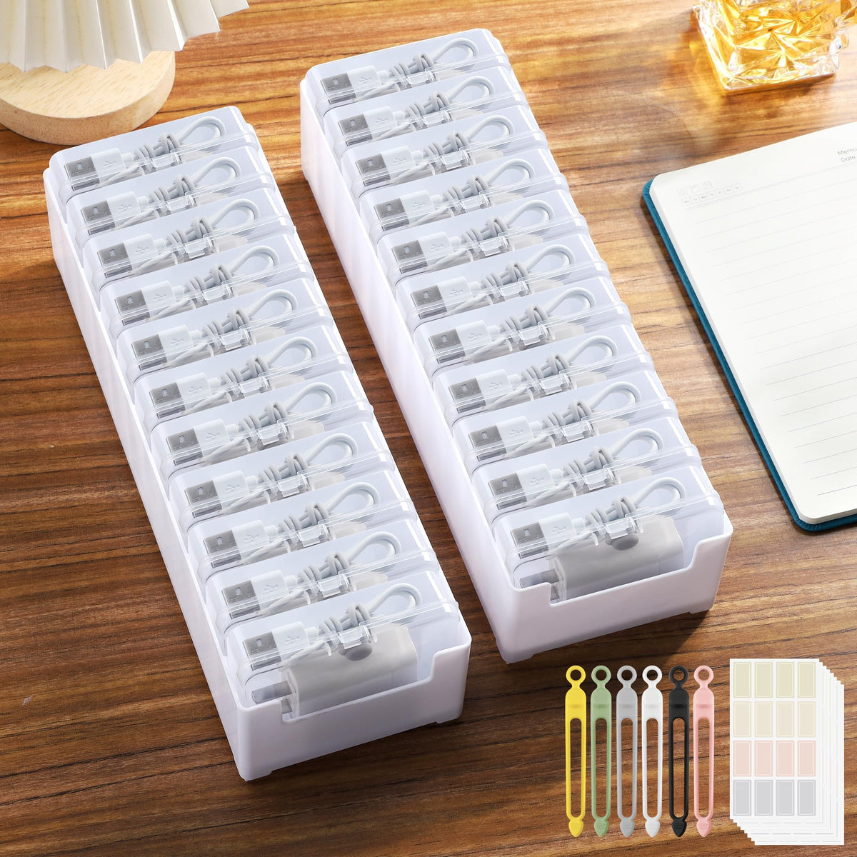2 Pack Cable Organizer Storage Box with Wire Ties, D | All Products - Image 1