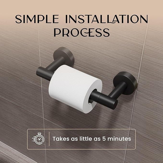 Day Moon™ Matte Black Toilet Paper Holder - Wall Mount Modern Roll Holder for Bathroom