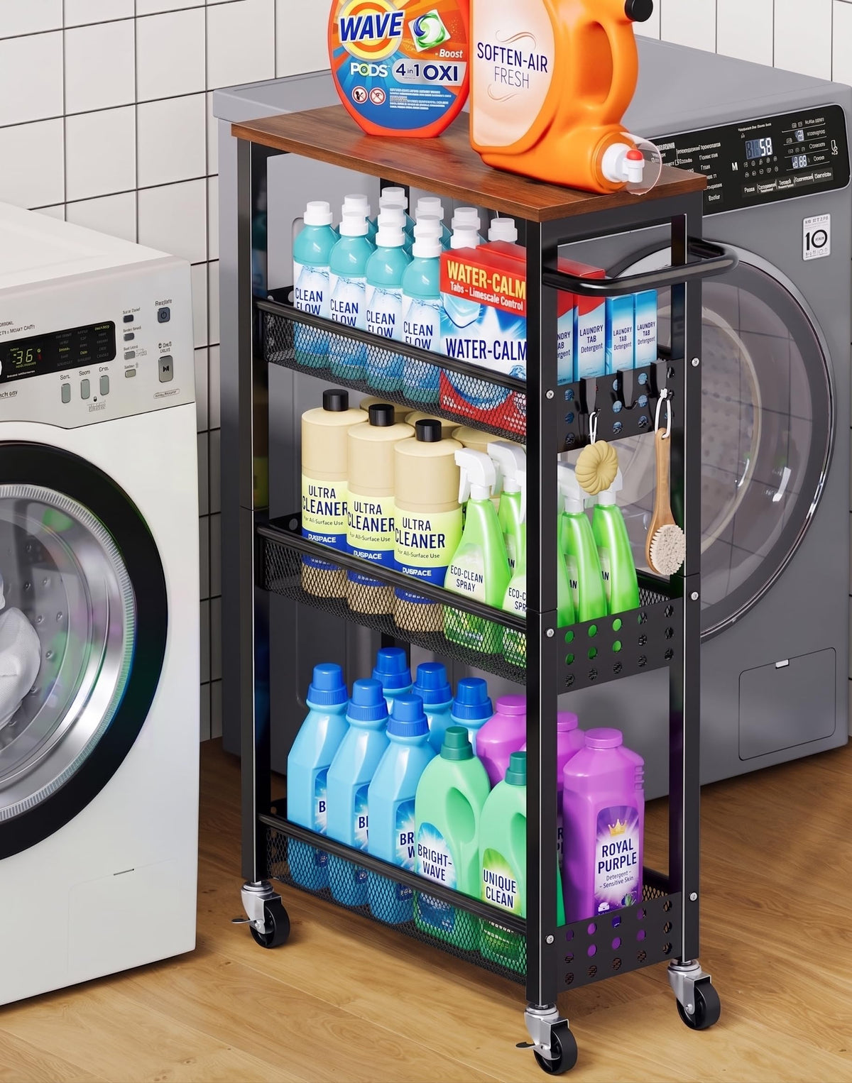 Laundry Room Slim Rolling Cart with Wheels for Between Washer - Image 1