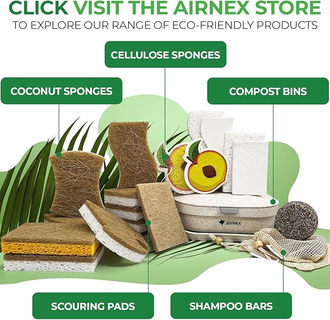Natural Kitchen Sponges (6 Pack) - Biodegradable Cellulose & Coconut Scrubber Dish Sponge for Kitchen - Eco-Friendly, Non Scratch, Compostable, Non Toxic Leaf Shaped Natural Sponges for Dishes