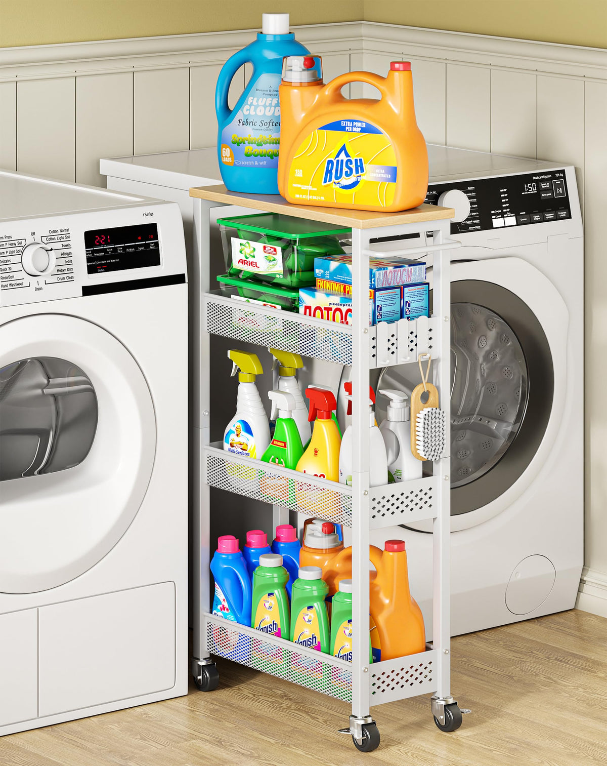 OKZEST Slim Laundry Room Organization Cart with Upgraded Metal - Image 1