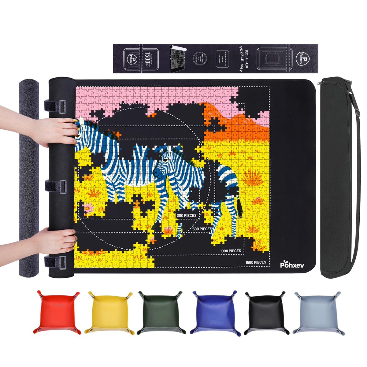 Pohxev Rubber Puzzle Mat Roll Up，Jigsaw Saver Pad Matt - Image 1
