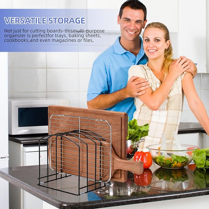 5-Slot Cutting Board Organizer, Bakeware Organizer, and Kitchen Cabinet Organizer for Baking Trays and Cookie Sheets (1pc 5 Slot for two size)