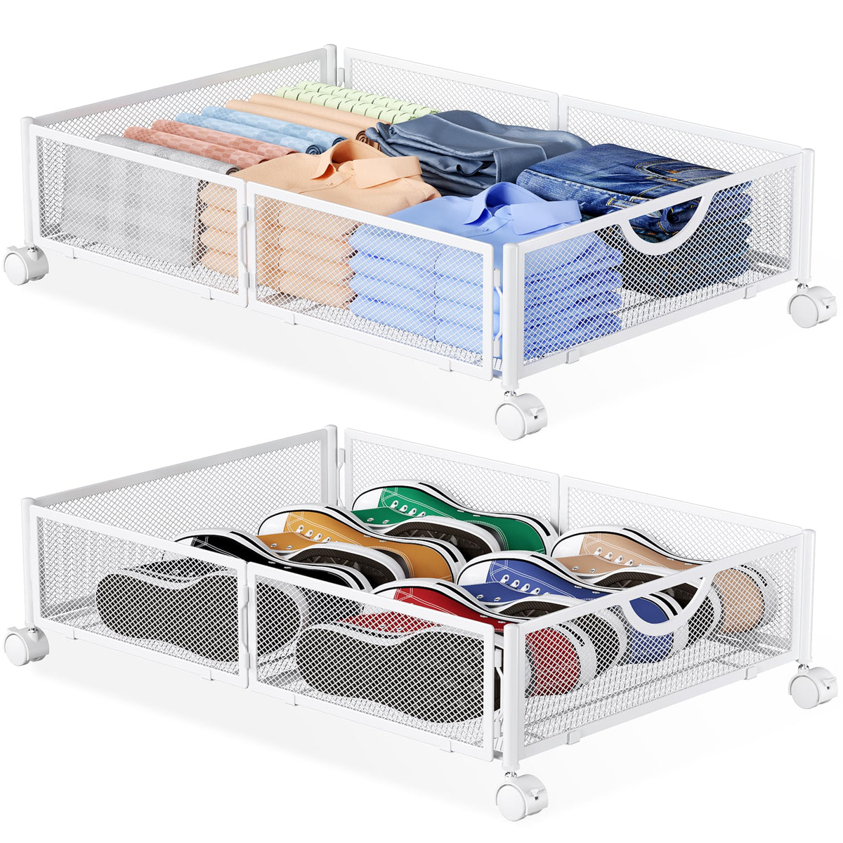 Yecaye Under Bed Storage with Wheels, 2 Pack Under Bed - Image 1