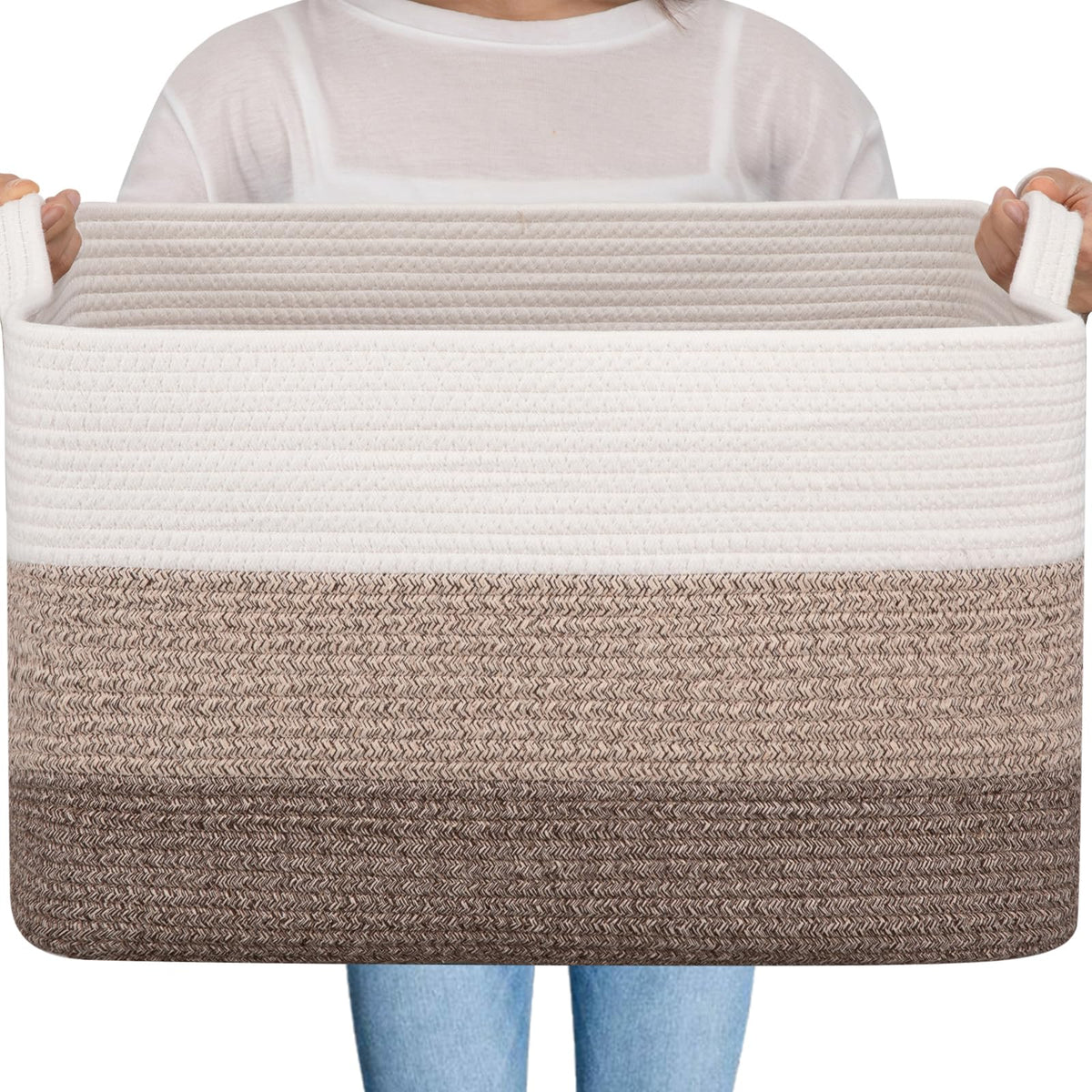 OIAHOMY Large Blanket Basket, 65L Cotton Rope Woven | All Products - Image 1