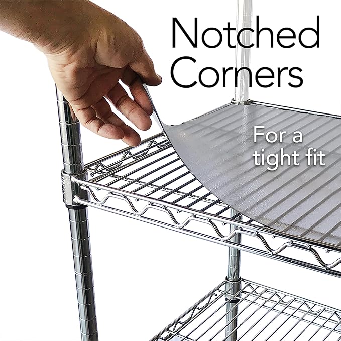 RESILIA Shelf Liner Set for Wire Shelving Rack – 4 Pack, 18 Inch Long x 48 Inch Wide, Clear Plastic Vinyl Covers for Kitchen, Pantry, & Garage Racks, Made in The USA