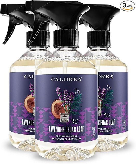 Caldrea Multi-surface Countertop Spray Cleaner, Made with Vegetable Protein Extract, Lavender Cedar Leaf, 16 oz, 3 Pack