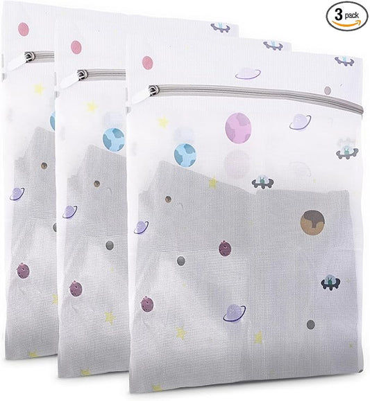 Durable Mesh Laundry Bag, Durable Laundry Bags with Premium Zipper (Planet)