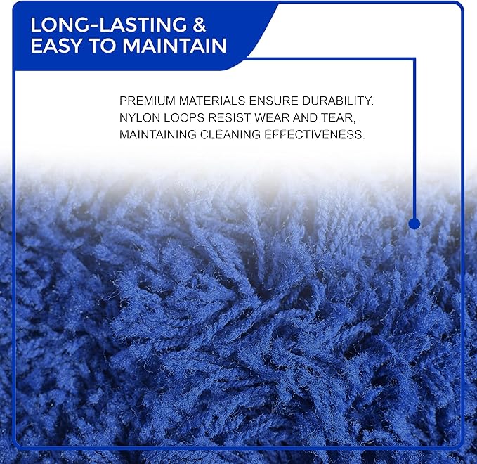 Nine Forty 48-Inch Premium Nylon Dust Mop Replacement Head - Heavy Duty Mop Head Refill for Industrial, Commercial, and Residential Cleaning - Dry Floor Duster for Hardwood Surfaces - Blue (1-Pack)
