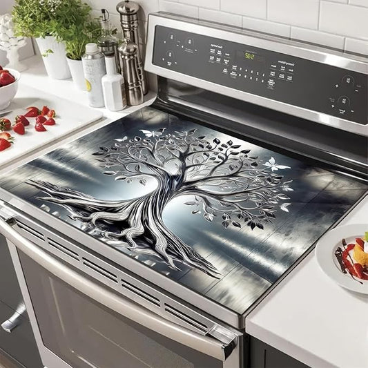 Diatomite Tree of Life Stove Top Cover for Electric Stove Butterfly Dish Drying Mat 28x20 Inch Kitchen Protector Heat Resistant Pad Coffee Mat