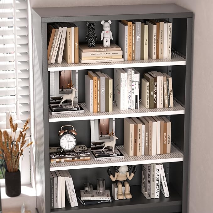 Expandable Closet Tension Shelves Organizers, Adjustable Shelf for Cabinet Rack Storage Wardrobe Divider Shelving for Pantry 2 Pack (Perforated White,W11.81 x L: 17" to 31")