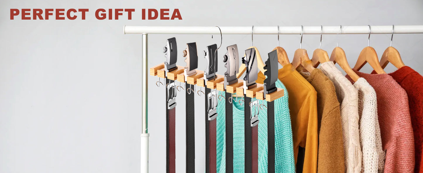 Cuipingoo Belt Hanger for Closet Max 42 Belts, 12+11 Storage (Wood Color) - Image 8