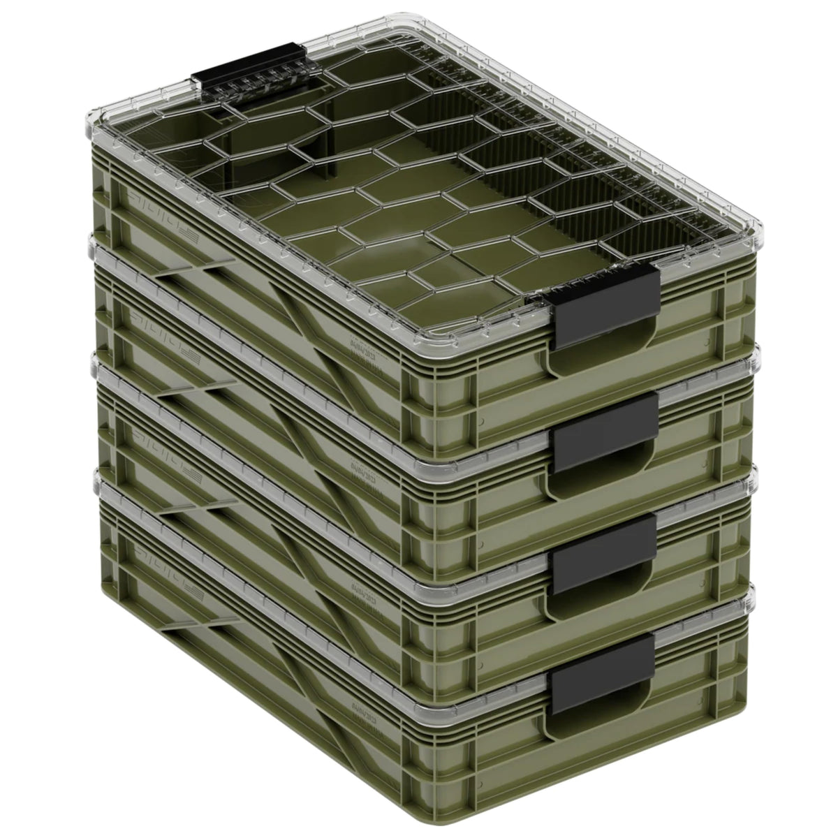 Quarter Crate 4-Pack Stackable Storage Bins, Green - Image 1