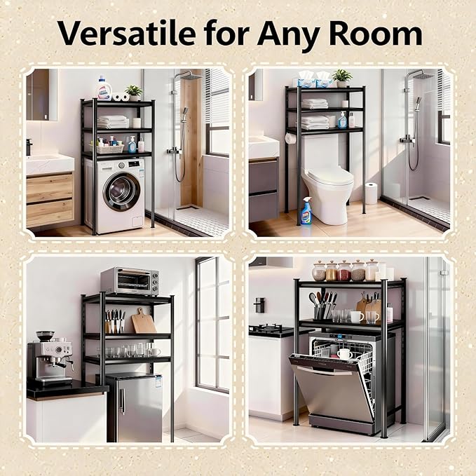 Over Toilet Storage Shelves, 5 Tier Adjustable Steel Shelf, Freestanding Metal Bathroom Space Saver, Waterproof&Rustproof Oraganizer with Reinforced Columns, Ideal for Laundry Bathroom,40W*14D*72H