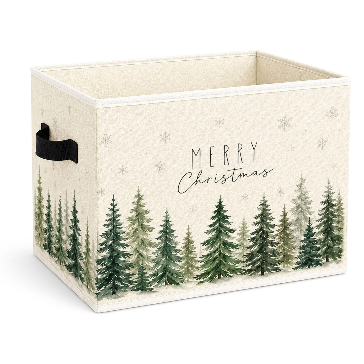Merry Christmas Forest Storage Bin, Fabric Organizer - Image 1