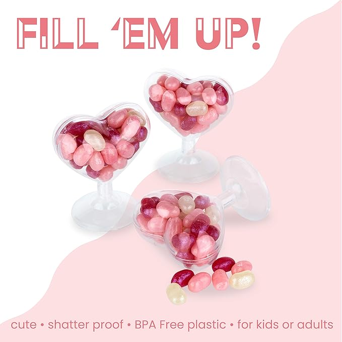 Hammont Heart Shaped Acrylic Candy Boxes - 12 Pack - 3.07"x3.03"x1.76" - Perfect for Weddings, Birthdays, Party Favors and Gifts | Designer Cute Clear Lucite Plastic Treat Containers