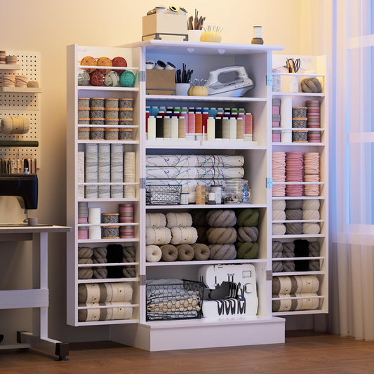 47" Tall Sewing Craft Storage Cabinet with Adjustable Shelves - Image 1