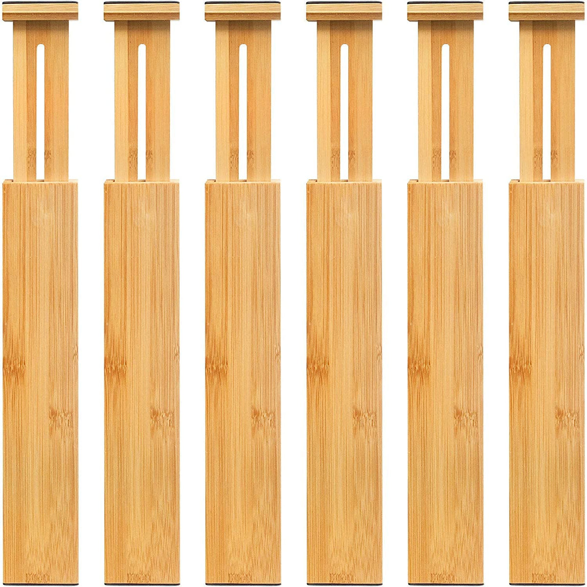 VaeFae 6-Pack Adjustable Bamboo Drawer Dividers - Image 1