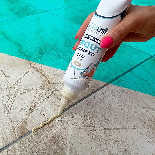 Tile Grout Repair Kit - Premixed and Ready to Use for Kitchen Tiles, Shower & Bathroom Grout, Waterproof Formula - Warm Beige (250g - 8,8oz - 0.55 lb)
