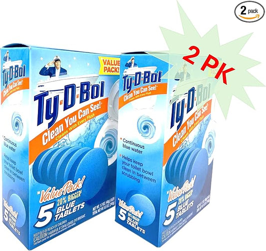 Ty D BOL Toilet Cleaning Tablets with Continuous Blue Spruce Scent keeps Toilets Smelling fresh and clean 10 tabs (2-5 Count Packs) (Blue Spruce)