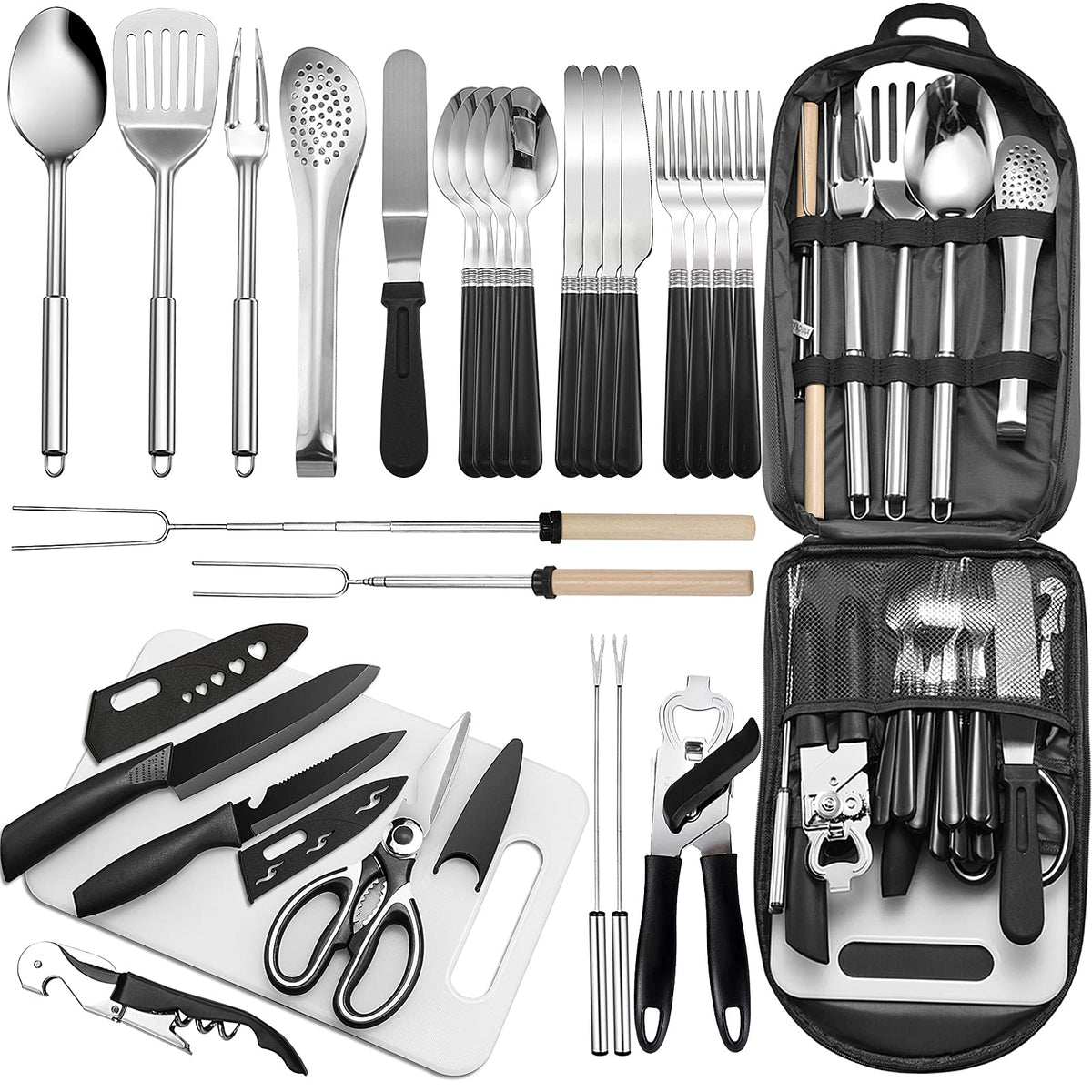 Portable Camping Kitchen Utensil Set-27 Piece Cookware - Image 1