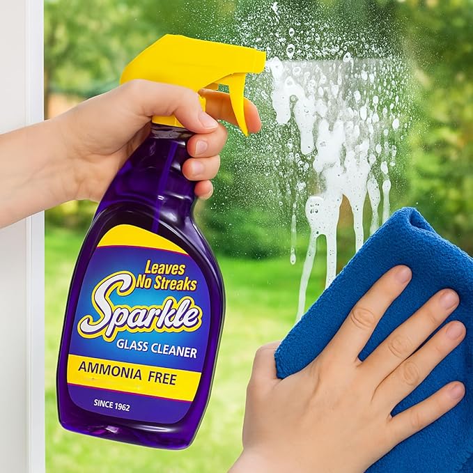 Sparkle Glass Cleaner Spray Bottle 2-Pack, Ammonia-Free Original Formula Heavy Duty Glass Cleaner, Leaves No Streaks (33.8 Fl Oz,Pack of 2)