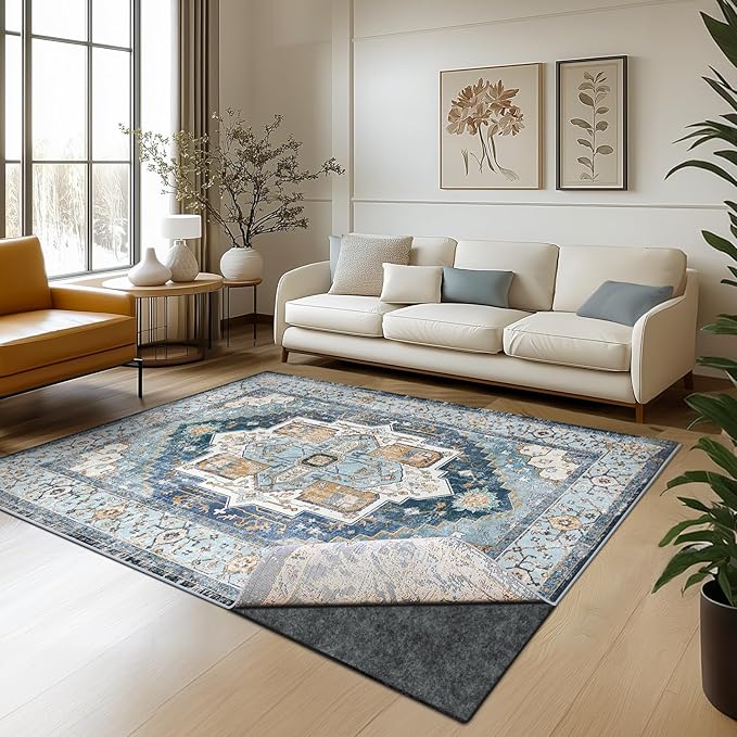 Waterproof Rug Pad, 9x12 ft Area Rug Non-Slip Carpet Pad, 1/4" Thick Non-Slip Rug Pads for All Floors and Finishes, Felt Pad for Hardwood Floors, Keeps Carpets in Place Soft and Safe