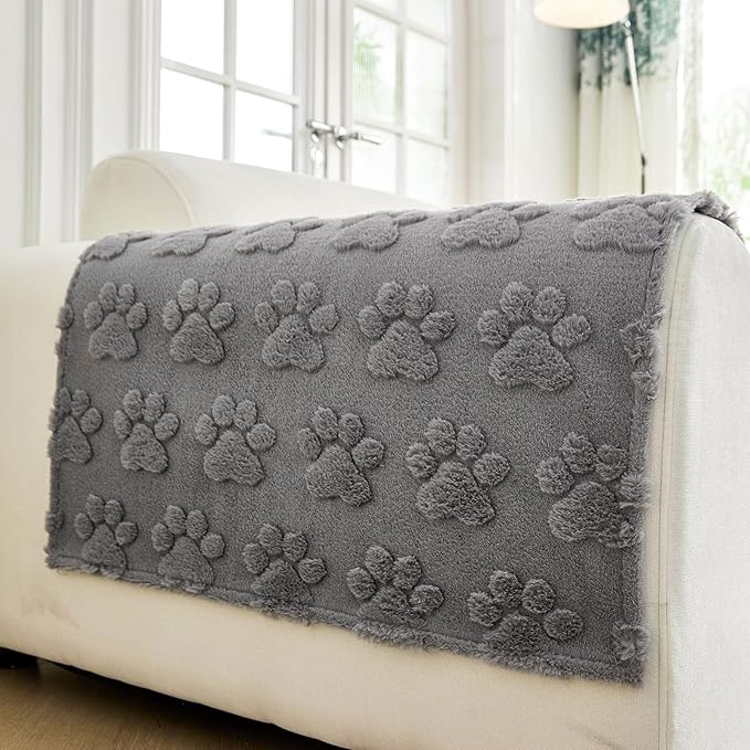 Waterproof Couch Cover for Dogs Washable,Fuzzy Pet Couch Covers for Sofa,Thick Soft Dog Mat Non-Slip Couch Covers for 3 Cushion Couch Sofa Pet Friendly (Grey, 23 * 23(2pcs))
