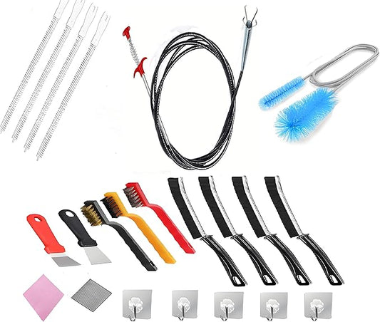 22pcs Crevice Cleaning Brushes Set,Drain Snake,Pipe Cleaners,Straw Brush,Drain Clog Remover,Toilet Bowl Cleaner,Long Bottle Brush,Sink Plunger