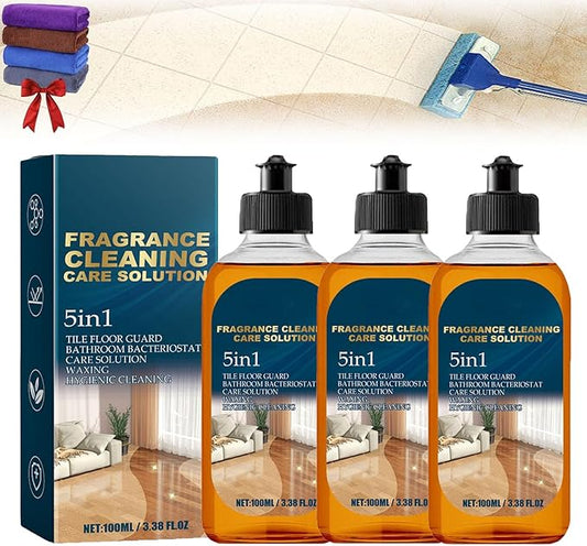 5 in 1 Floor Cleaner, 2026 New 5 in 1 Fast-Drying Fragrance Cleaning Care Solution, Dual-Action Stain and Odor Remover for Hardwood Floors, Natural Shine for Mopping Home Kitchen Bathroom (3Pcs)
