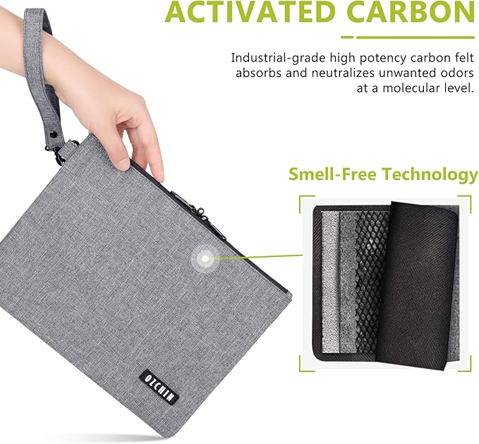 Smell Proof Bag Travel Storage Case Activated Charcoal Pouches Durable Odorless Medicine Organizer