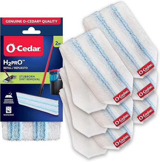 O-Cedar Genuine H2prO Mop Pads (Pack of 6) | Machine Washable | Reusable | Microfiber Mop Head Replacements