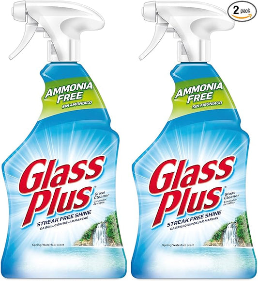 Glass Plus Glass Cleaner, 32 fl oz Bottle, Multi-Surface Glass Cleaner (Pack of 2)