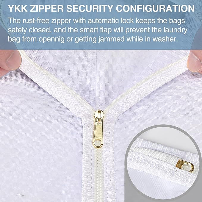 3 pcs Durable Honeycomb Mesh Laundry Bags for Delicates 3 Large (16" x 19")