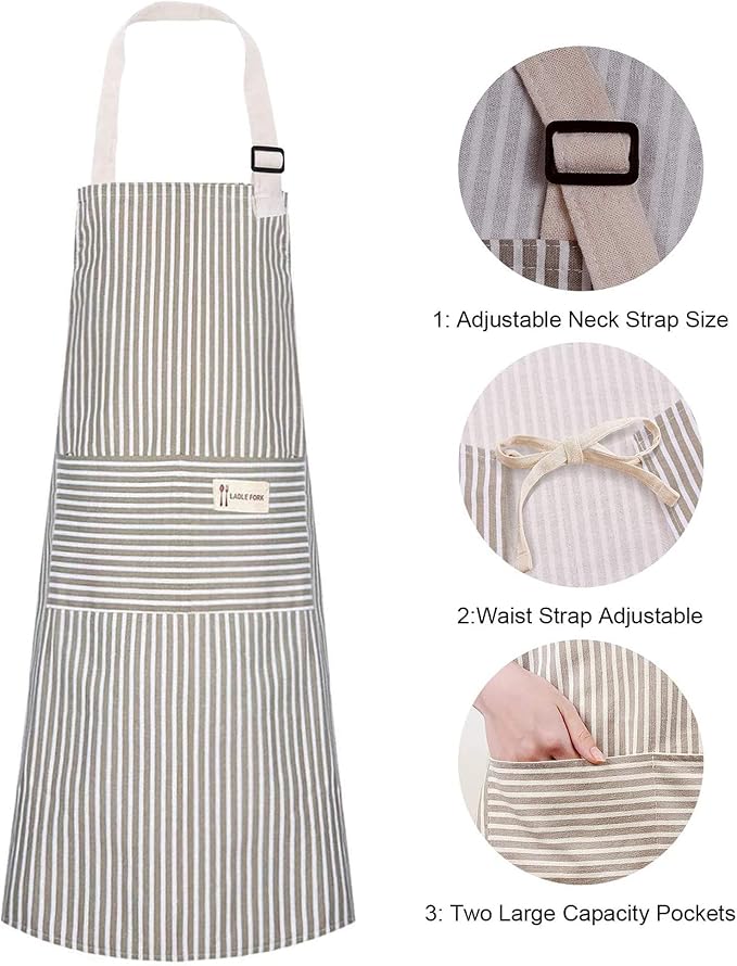 Lofekea Apron, 2 Pack Cooking Apron for Women with Pocket Adjustable Chef Aprons for Kitchen, Cooking, Baking (Blue/Green)
