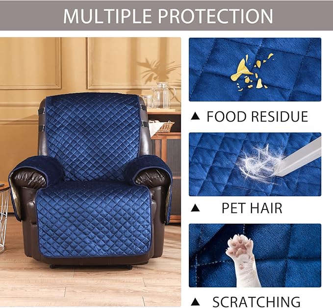 LUFEIJIASHI Recliner Covers Non-Slip Waterproof Large Recliner Chair Covers for Leather Chairs Reversible Recliner Sofa Cover for Living Room Recliner Furniture Protectors Covers for Dog Pets 23"