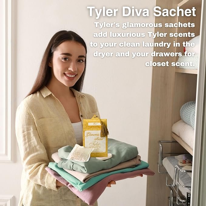 Worldwide Nutrition Bundle: Tyler Candle Company Diva Dryer Sheet Sachets - Glamorous Reusable Dryer Sheets - 2 Packs of 8 Sachets, Dryer, Home, or Personal Sachet and Multi-Purpose Key Chain