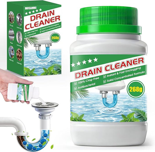 Drain Clog Remover, 268g Solid Pipe Cleaner Particle, Fast Acting Drain Cleaner for Kitchen Sinks, Bathtubs & Showers