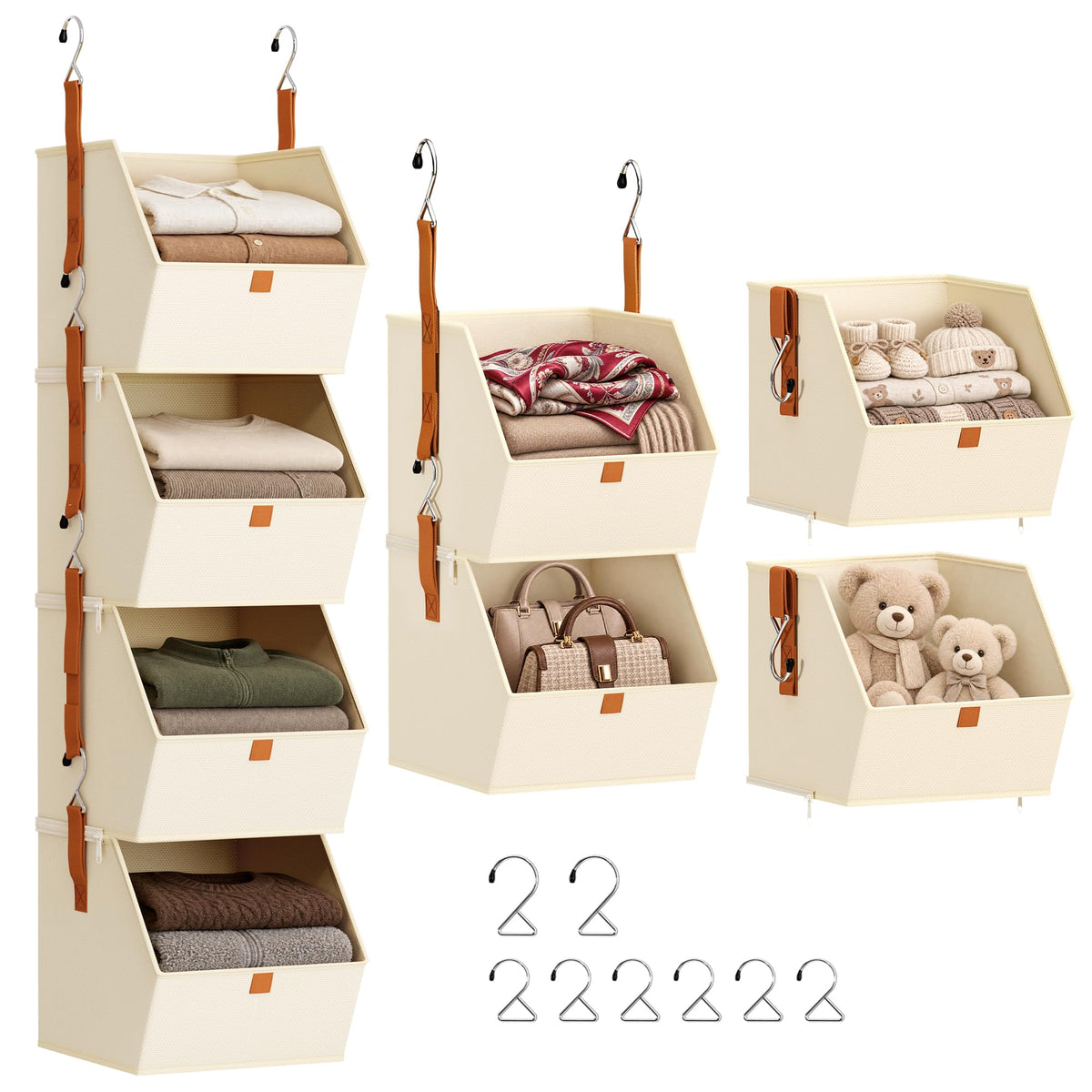Homsorout Hanging Closet Organizer, Modular 4-in-1 Hanging - Image 1