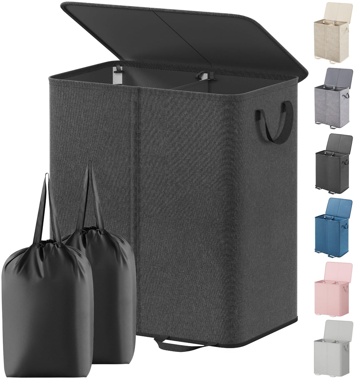 Lifewit Double Laundry Hamper with Lid, Removable Laundry Bags - Image 1