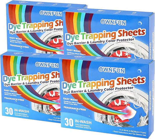OWNFUN Color Catcher Sheets for Laundry Dye Absorber Sheets Prevent Color Bleeding Fragrance Free Color Grabbers for Mixed Washes Clothes Quilts
