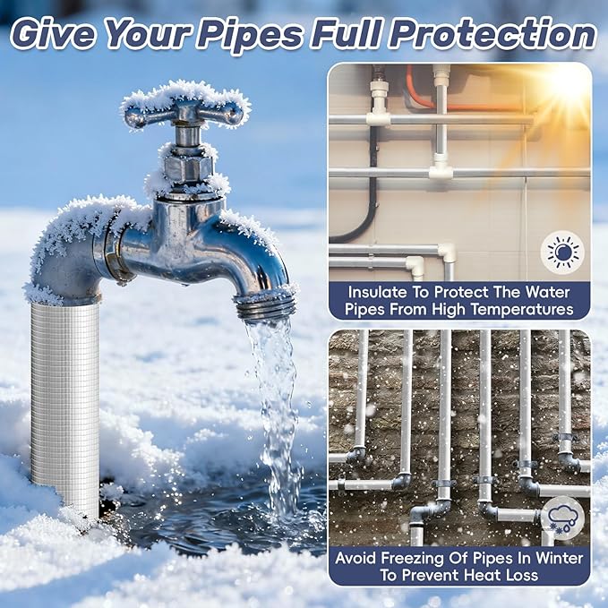 1.5 " ID Pipe Insulation Foam Tube Heat Tape for Water Pipes Self Adhesive 36 '' L, Outdoor Foam Water Pipe Insulation for Winter Pipe Freeze Protection (10 PC)
