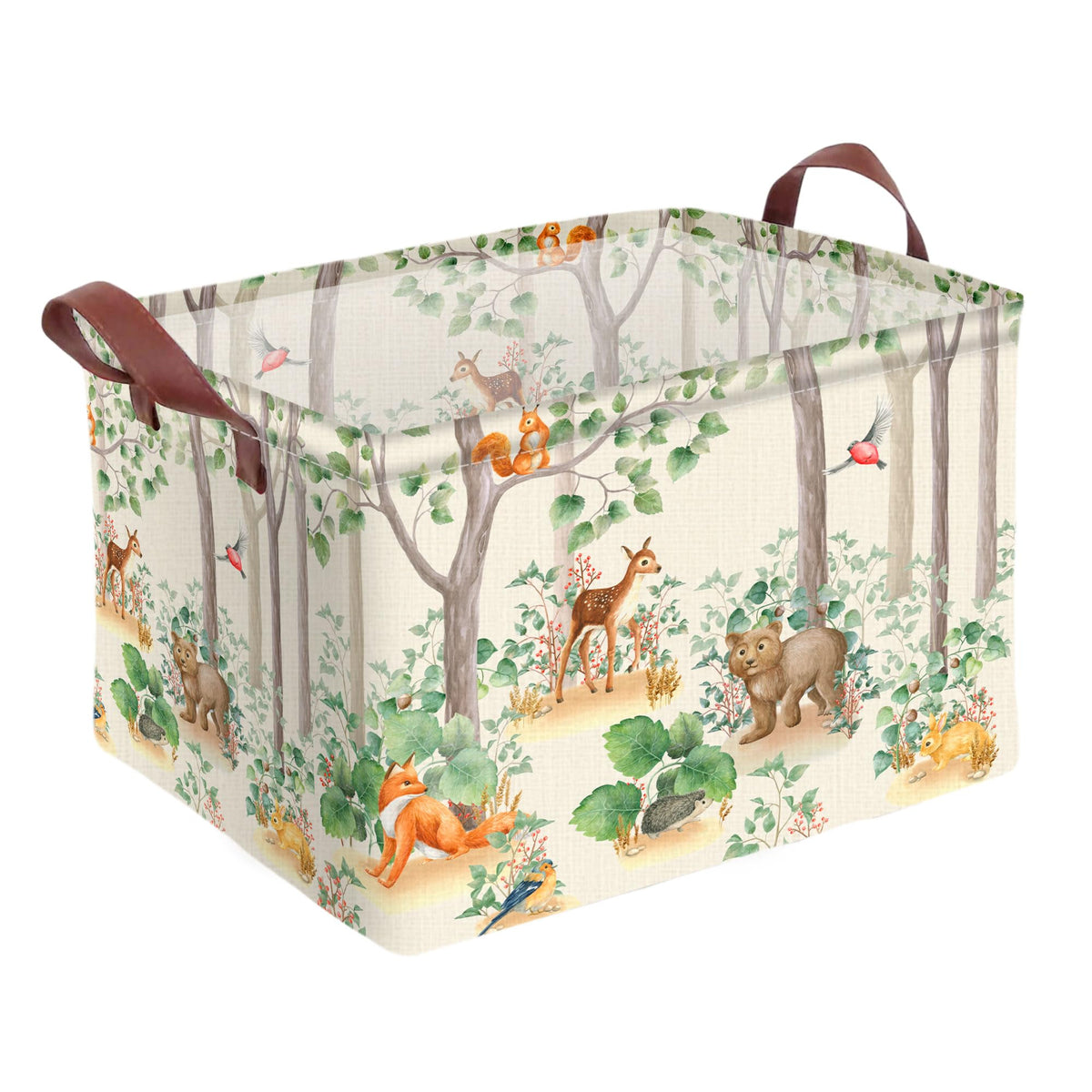 Woodland Animal Storage Basket Waterproof Canvas Toy - Image 1